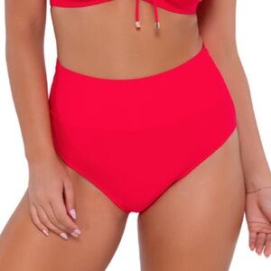 🆕 Sunsets Escape Swim Bottom Womens Plus Size 24 Scarlet Red High Waist NEW NWT